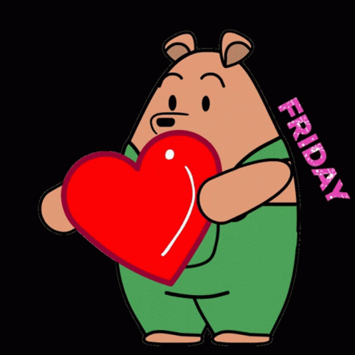 Animated Happy Friday Bear Heart GIF