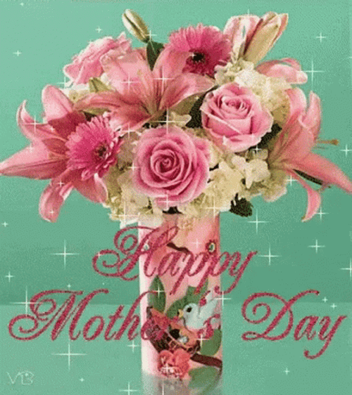 Animated Happy Mothers Day Pink Roses GIF