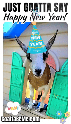Animated Happy New Year Cute Goats GIF