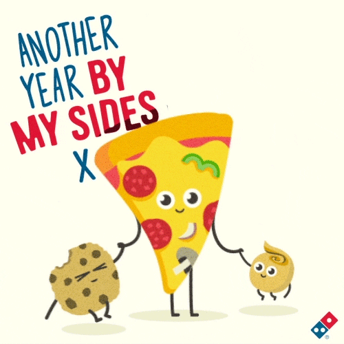 Animated Happy New Year In A Pizza Design GIF