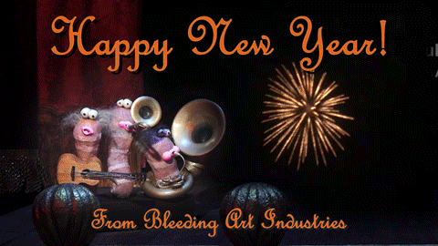 Animated Happy New Year In A Puppet Show GIF