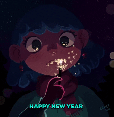 Animated Happy New Year In Art Station GIF
