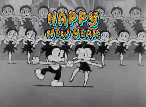 Animated Happy New Year With Betty Boop Bimbo's Initiation GIF