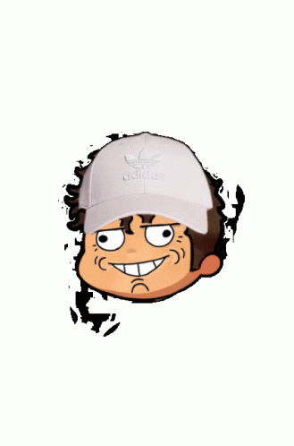 Animated Head Wearing Black And White Adidas Cap GIF