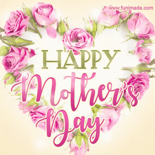 Animated Heart Shape Flowers Happy Mothers Day GIF
