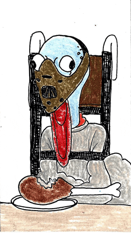 Animated Hungry Turkey In Straight Jacket GIF