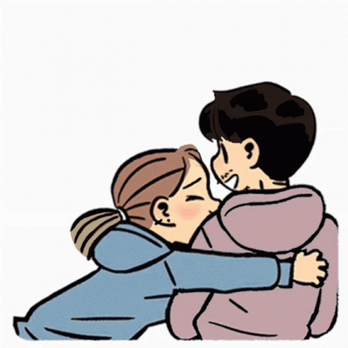 Animated In Love Couple Cuddling GIF 