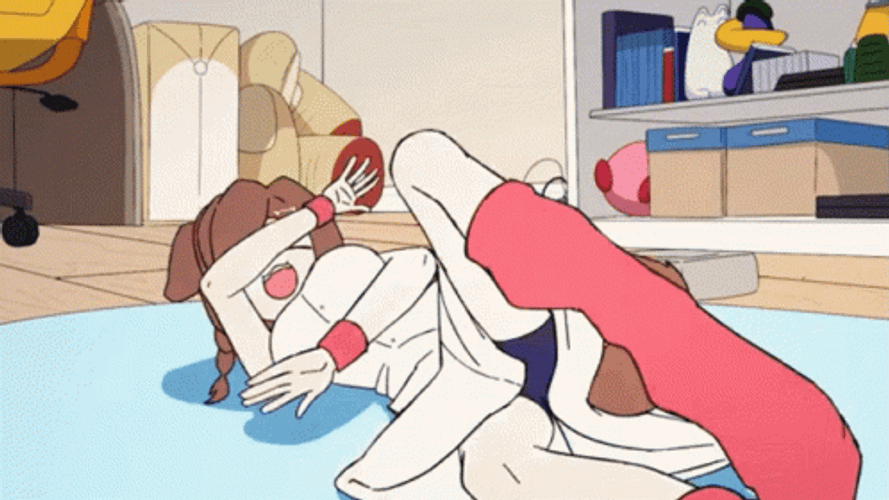 Animated Inugami Korone Rolling On Floor Laughing GIF
