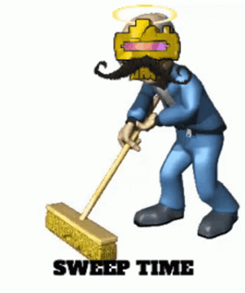 Animated Janitor Sweep The Floor GIF