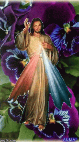 Animated Jesus Floral Background GIF