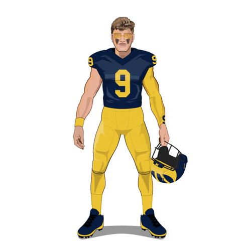 Animated Jj Mccarthy Carrying Helmet GIF
