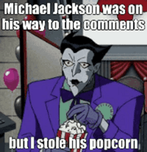 Animated Joker Stealing Popcorn From Michael Jackson Meme GIF