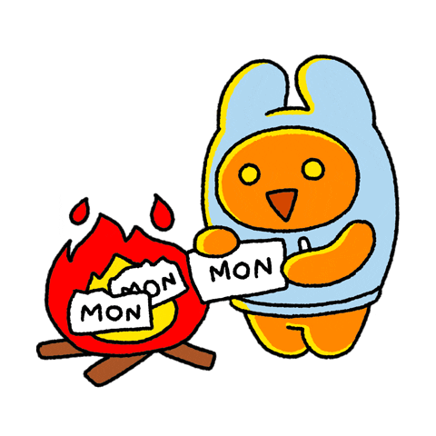 Animated Kawaii Cartoon Burning Monday Notes GIF