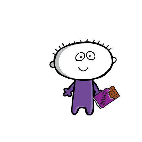 Animated Kid Eating Chocolate Food Coma GIF