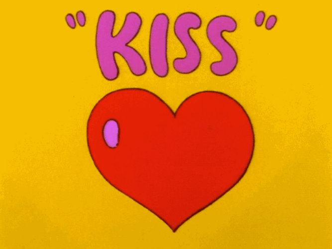 Animated Kiss And Hearts GIF.