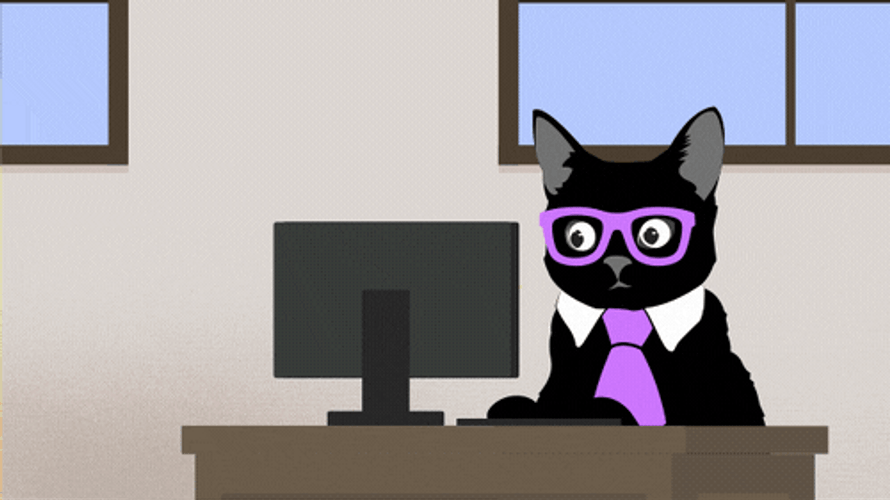 Animated Klaus Typing Cat GIF