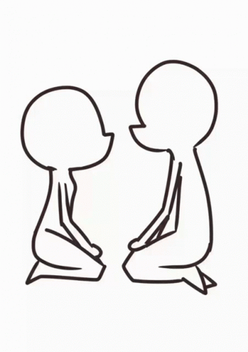 Animated Kneeling Couple Forehead Kiss GIF