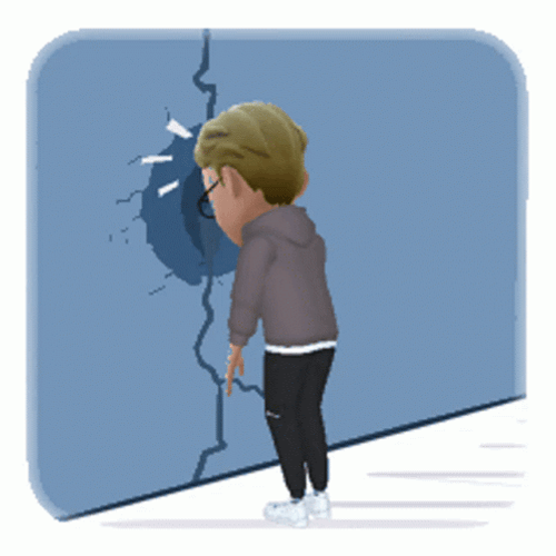 Animated Lady Bangs Head Against Wall GIF