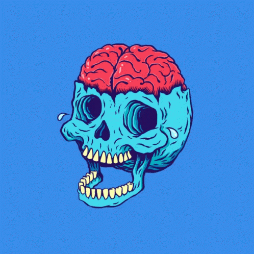 Animated Skull Laughing Pink Brain GIF