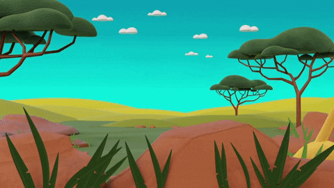 Animated Lions Roaring On The Bushes GIF