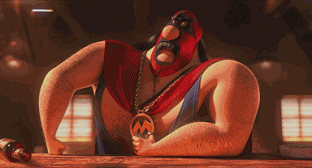 Animated Macho Man Drinking Liquor GIF