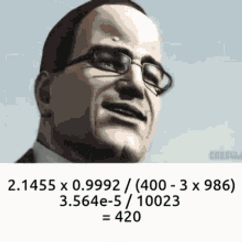 Animated Man Calculating 420 Math Equation GIF