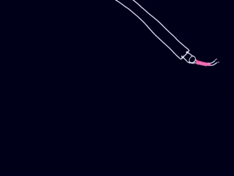 Animated Man Hanging On Flying Trapeze GIF