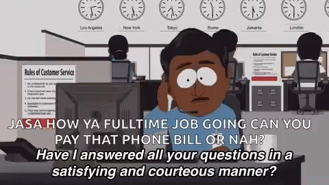 Animated Man In A Call Centre Job GIF