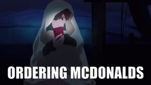 Animated Man Ordering Mcdonalds In The Middle Of Night GIF