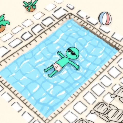 Animated Man Relaxing In The Pool GIF