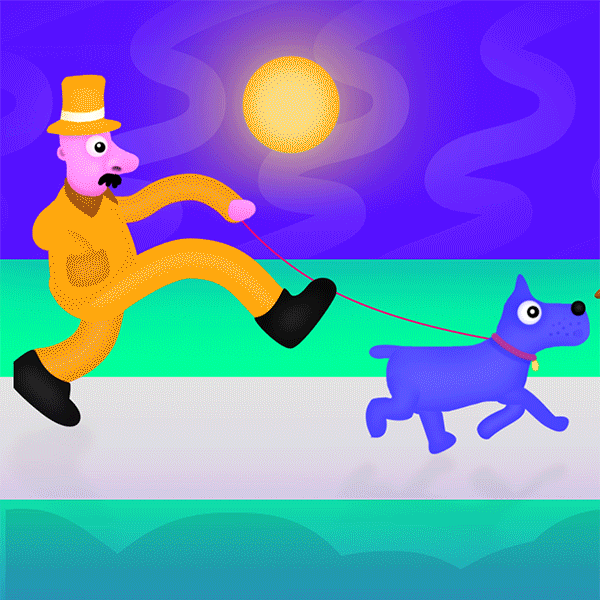 Animated Man Skipping Over Dog Poop GIF