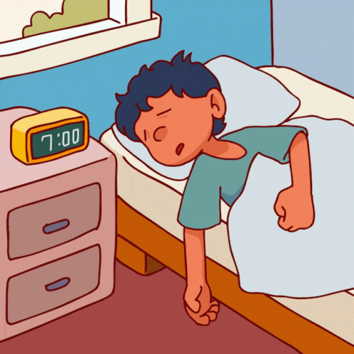 Animated Man Sleeping Tired Waking Up On Monday GIF
