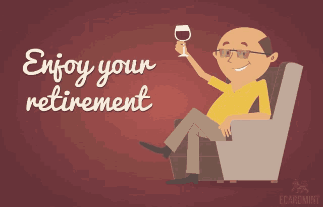 Animated Man Wine Toast Enjoy Your Retirement GIF