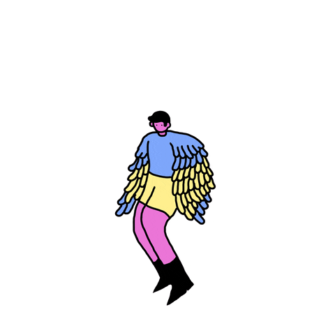 Animated Man With Colorful Wings GIF