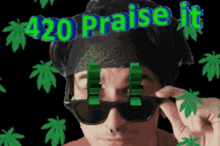 Animated Marijuana Leaves 420 Praise It Meme GIF