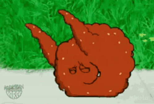 Animated Meatball Raising Both Arms GIF