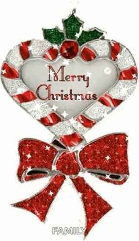Animated Merry Christmas Heart Candy Cane GIF