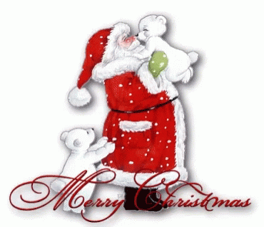 Animated Merry Christmas Santa Kissing Bear GIF