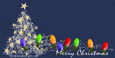 Animated Merry Christmas Marching Lights GIF