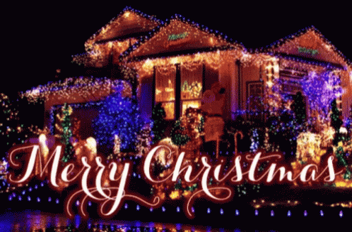 Animated Merry Christmas Outdoor Flickering Lights GIF