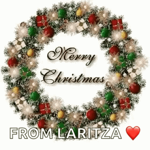 Animated Merry Christmas Glittery Wreath GIF
