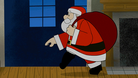 Animated Merry Christmas Creeping Santa Claus GIF