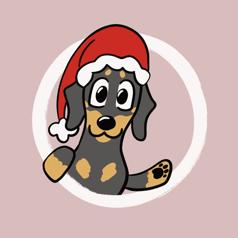 Animated Merry Christmas Cute Santa Dog GIF