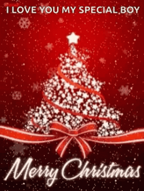 Animated Merry Christmas Falling Glitters GIF