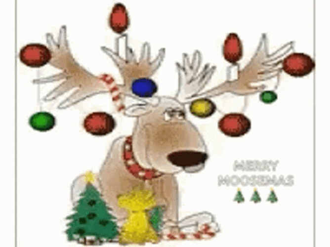 Animated Merry Christmas Glistening Reindeer GIF