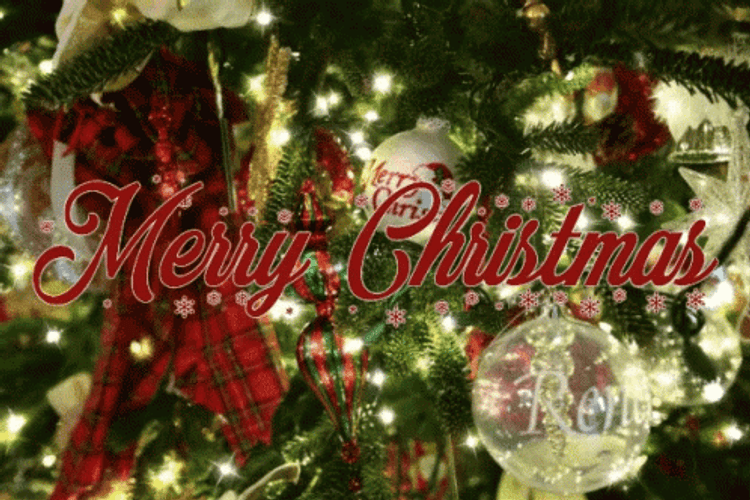 Animated Merry Christmas Glittery Christmas Ball GIF
