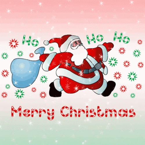 Animated Merry Christmas Glittery Santa Claus GIF