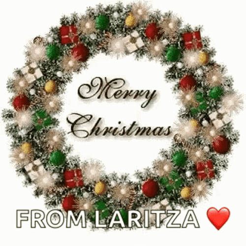 Animated Merry Christmas Glittery Wreath GIF