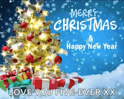 Animated Merry Christmas Love You Snowflakes GIF