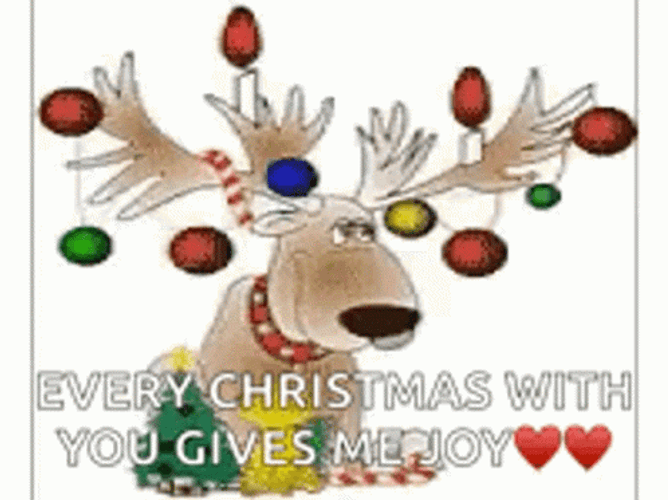 Animated Merry Christmas Reindeer Sweet Message GIF